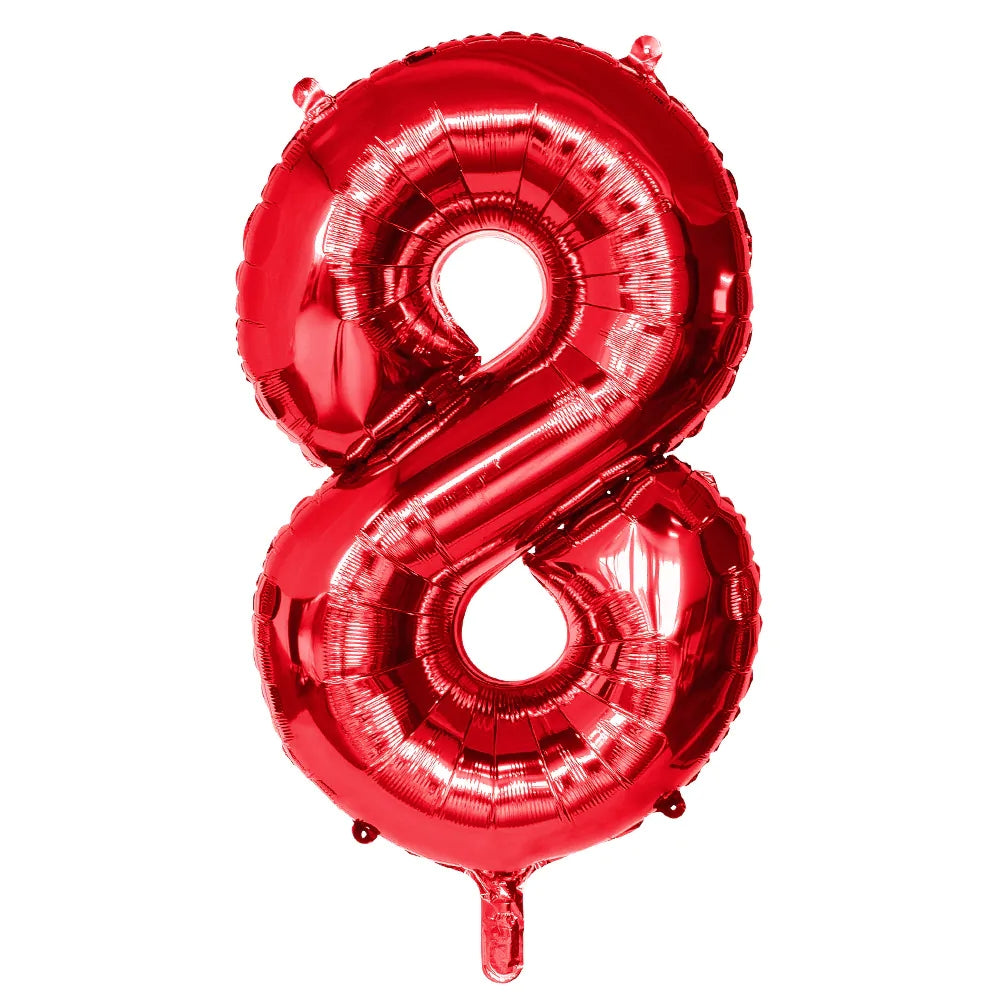 Ballon en aluminium '8' rouge