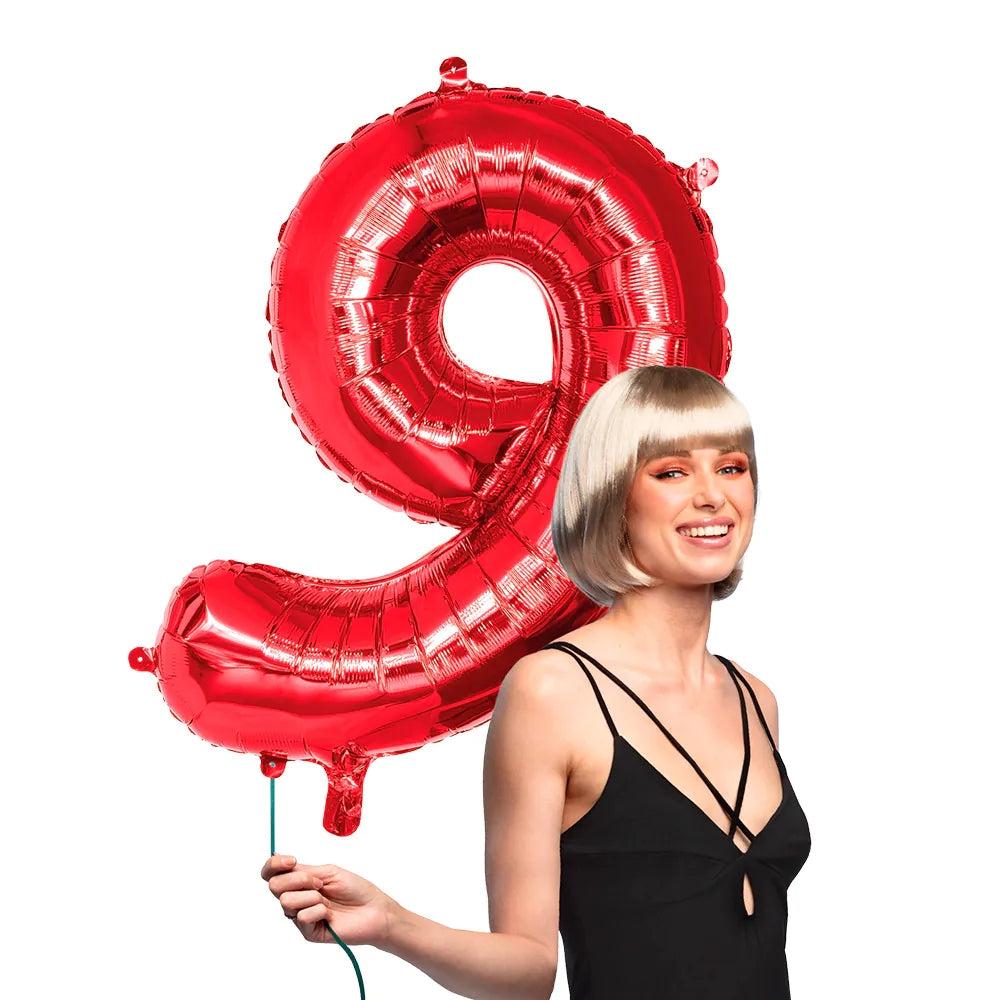 Ballon en aluminium '9' rouge