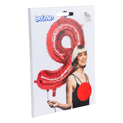 Ballon en aluminium '9' rouge