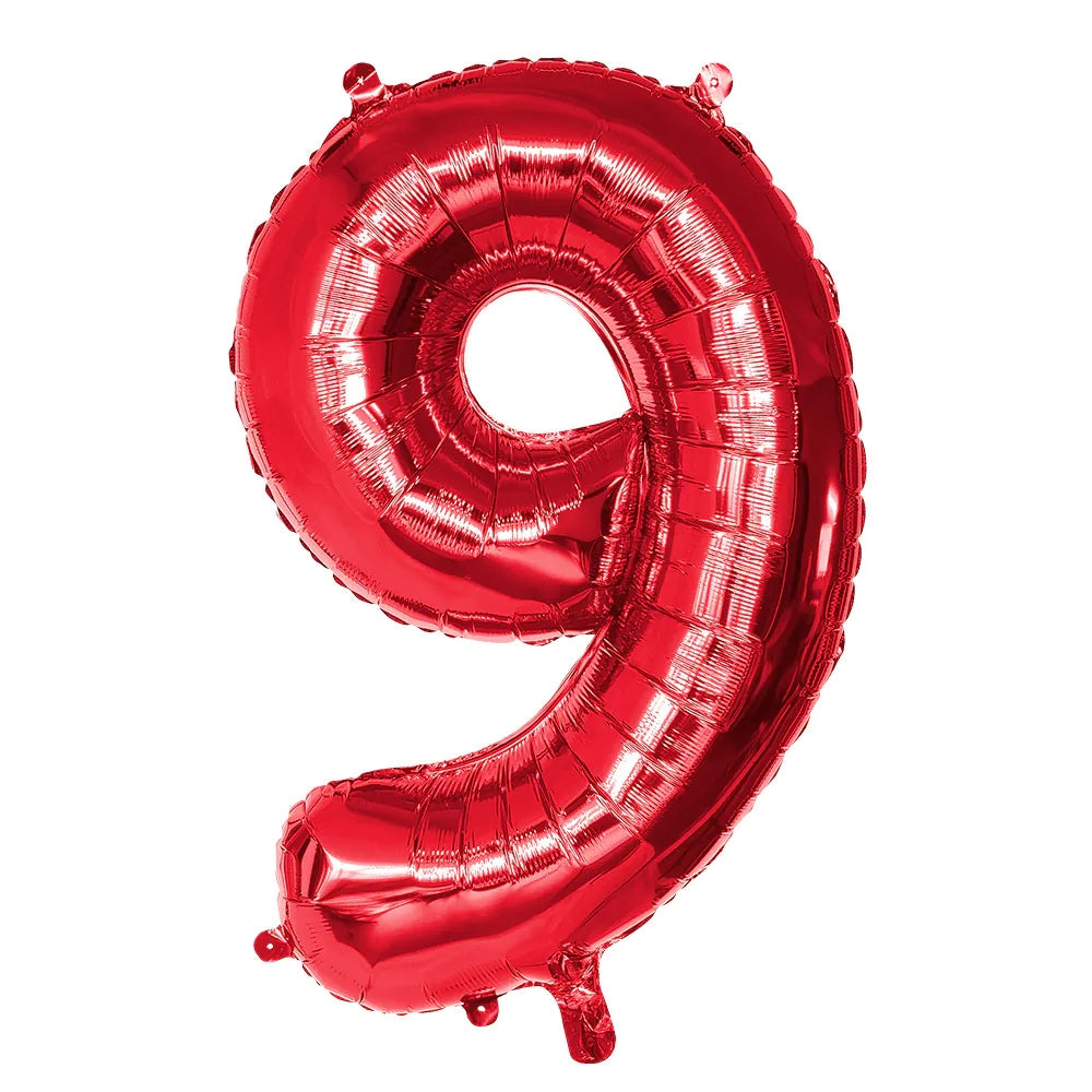 Ballon en aluminium '9' rouge