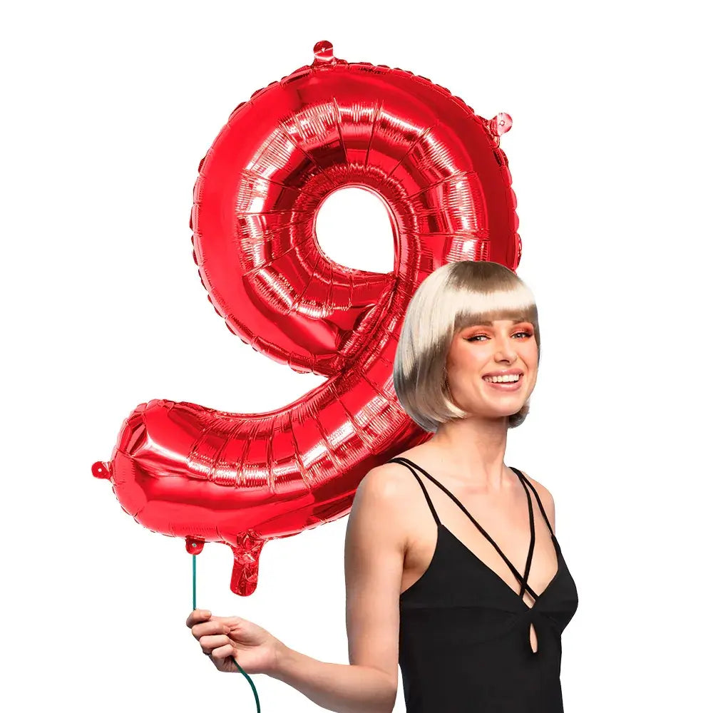 Ballon en aluminium '9' - 86 cm - Rouge