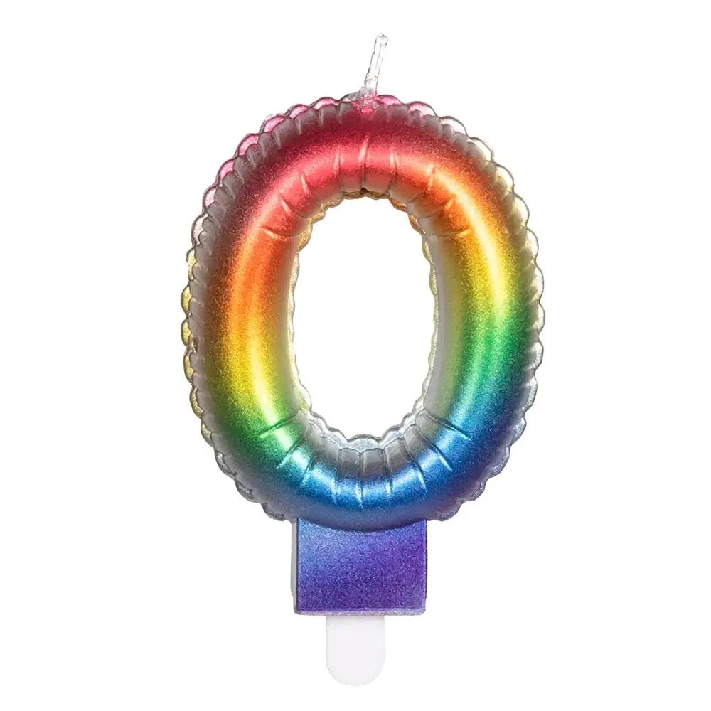 Bougie Chiffre "0" - Arc-en-Ciel