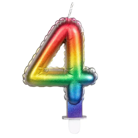 Bougie Chiffre "4" - Arc-en-Ciel