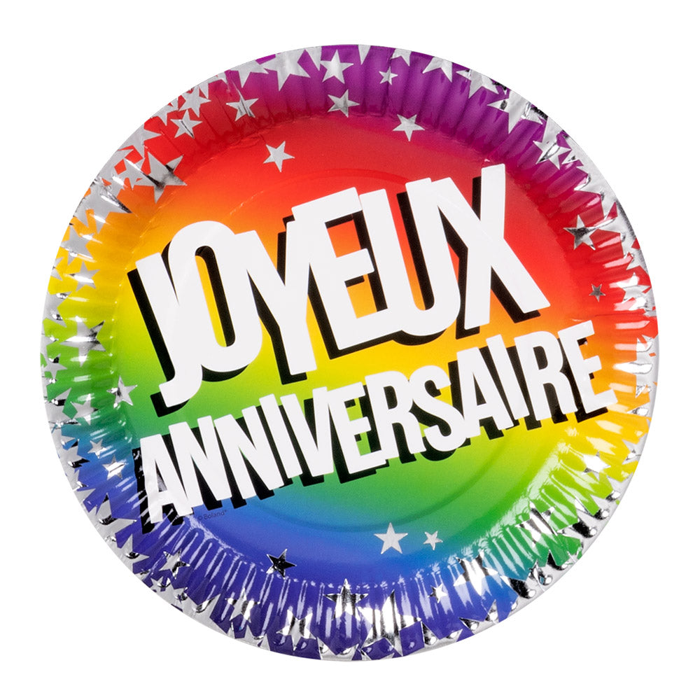 Set 6 Assiettes en papier 'Joyeux Anniversaire' (18 cm)