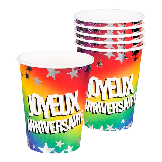 Set 6 Gobelets en carton "Joyeux Anniversaire"