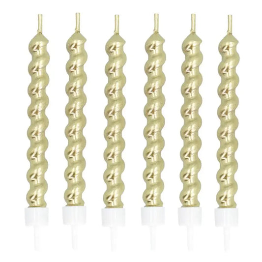 6 Bougies "Swirl Or" avec support