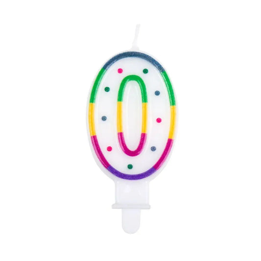 Bougie Chiffre "0" - Multicolore Points