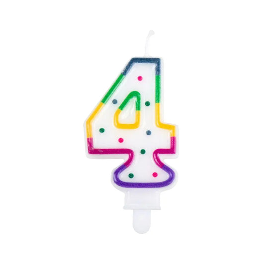 Bougie Chiffre "4" - Multicolore Points