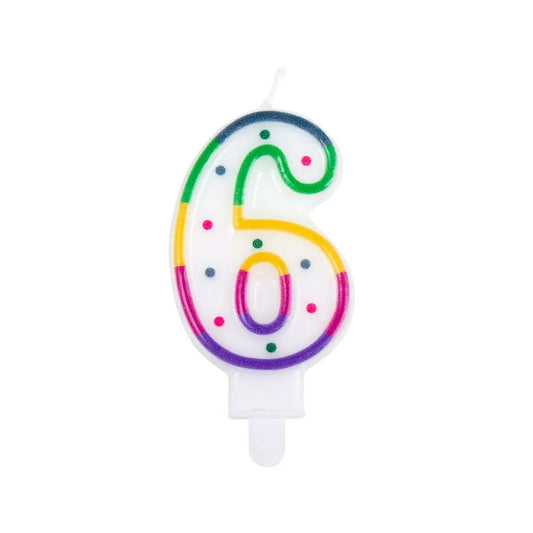 Bougie Chiffre "6" - Multicolore Points