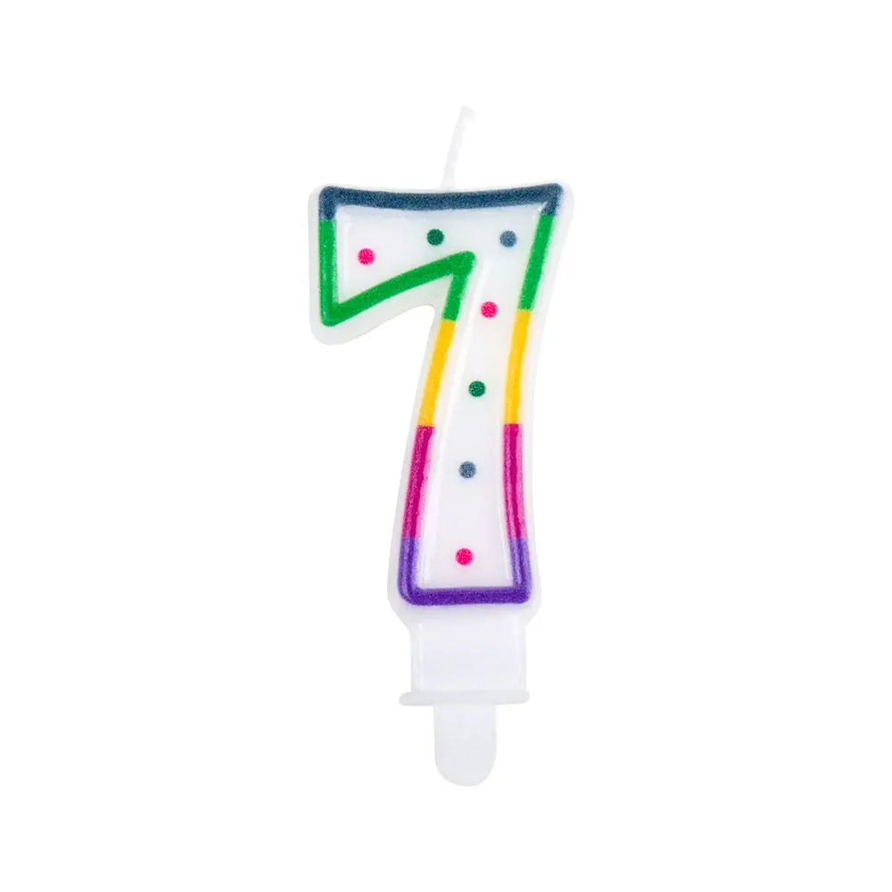 Bougie Chiffre "7" - Multicolore Points