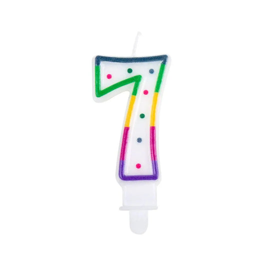 Bougie Chiffre "7" - Multicolore Points