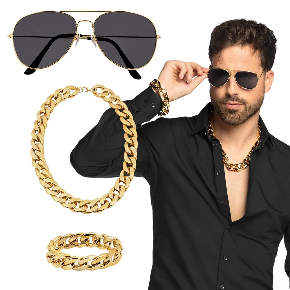 Set Pimp (collier, bracelet et lunettes party)