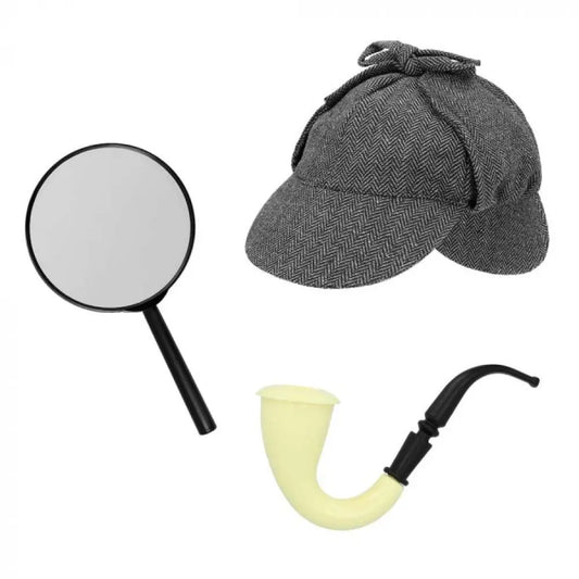 Kit Détective (casquette, pipe, loupe)