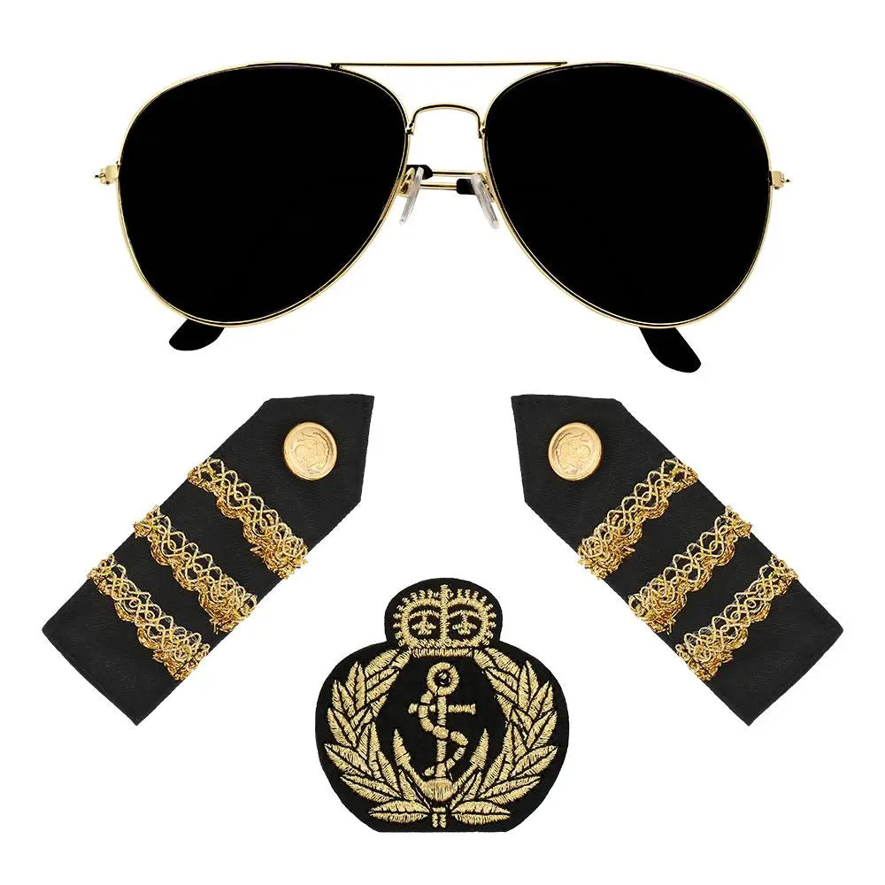 Set Capitaine (lunettes, badge et épaulettes)