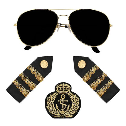 Set Capitaine (lunettes, badge et épaulettes)