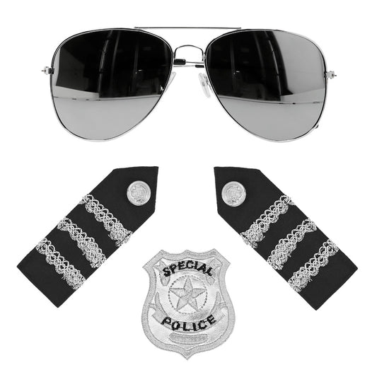 Set Policier (lunettes party, badge et épaulettes)