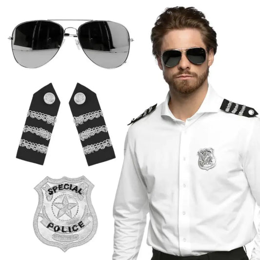 Set Policier (lunettes, badge et épaulettes)