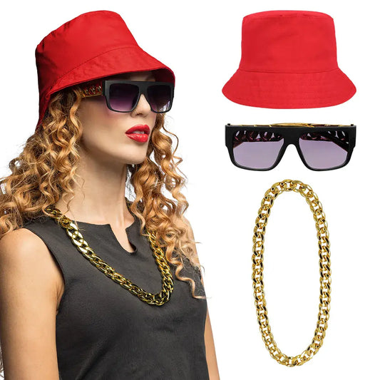 Set 90's Hip-Hop (bob, lunettes party, collier)