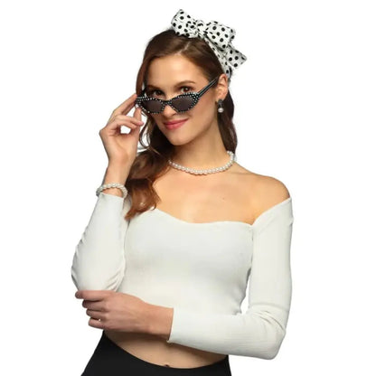Set 50's (foulard, lunettes party, collier, bracelet, boucles d'oreilles)