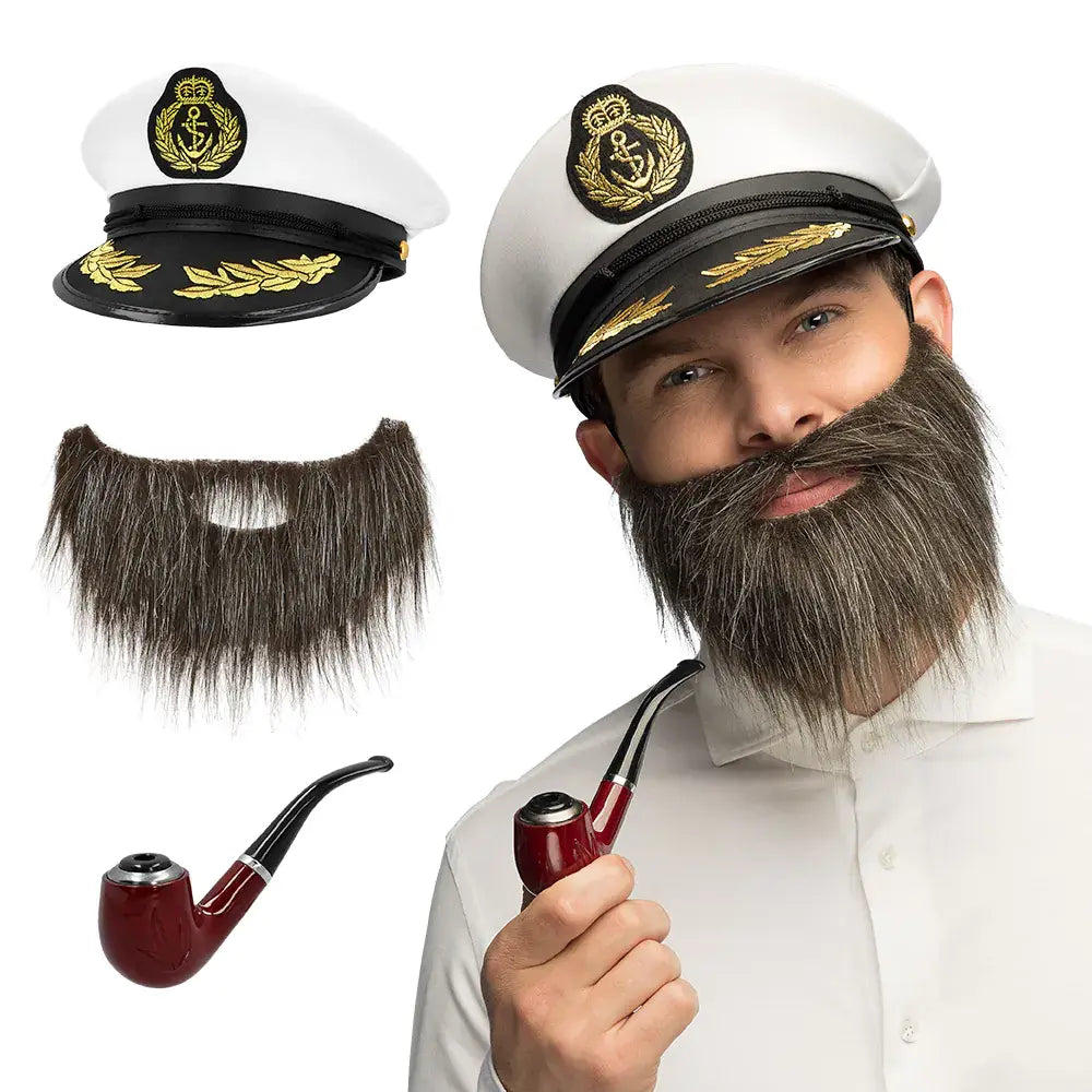 Set Sea Captain (casquette, barbe et pipe)