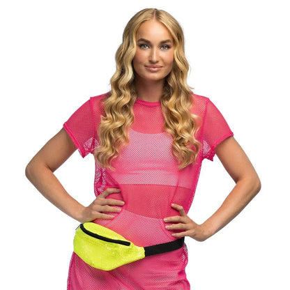 Sac banane / Sac de taille - Paillettes Sequins Jaune Fluo