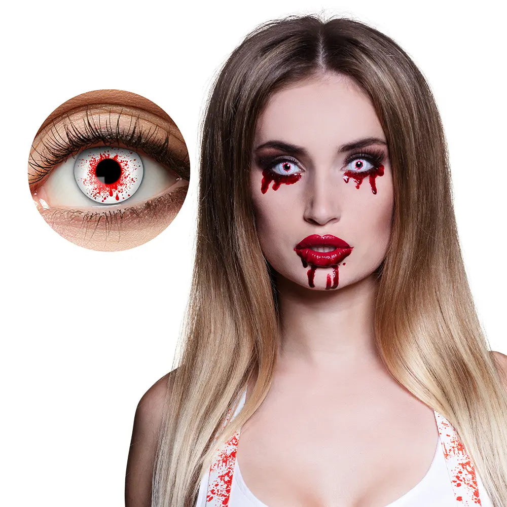 Lentilles Bloody - Rouges iris et pupille sang - 1 semaine