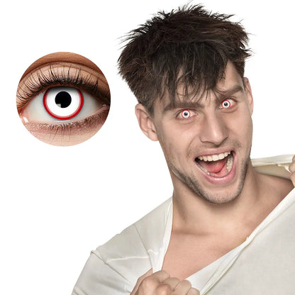 Lentilles Psycho - Blanches iris cerclé rouge - 1 semaine