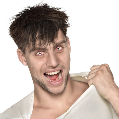 Lentilles Psycho - Blanches iris cerclé rouge - 1 semaine