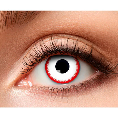 Lentilles Psycho - Blanches iris cerclé rouge - 1 semaine