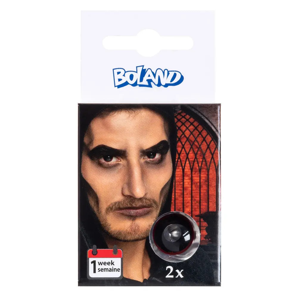 Lentilles Démon - Noires iris rouge - 1 semaine