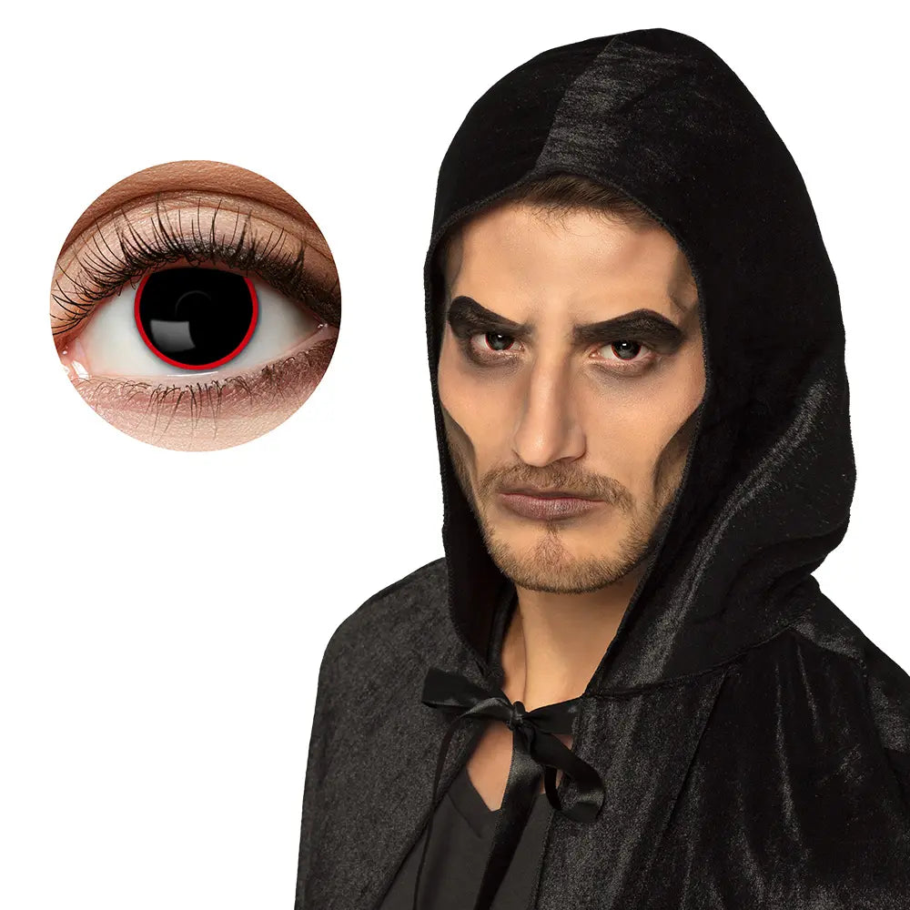 Lentilles Démon - Noires iris rouge - 1 semaine