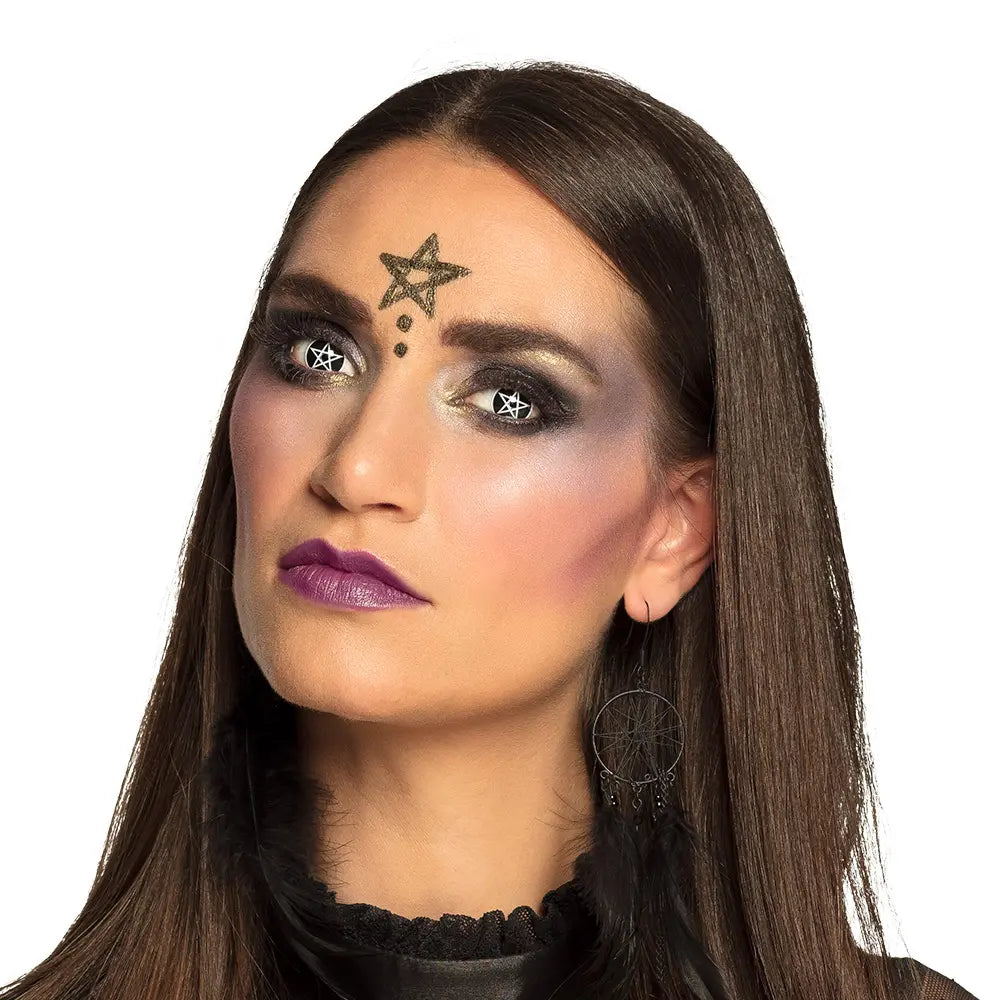 Lentilles Pentacle - Noires symbole blanc - 1 semaine