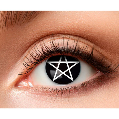 Lentilles Pentacle - Noires symbole blanc - 1 semaine