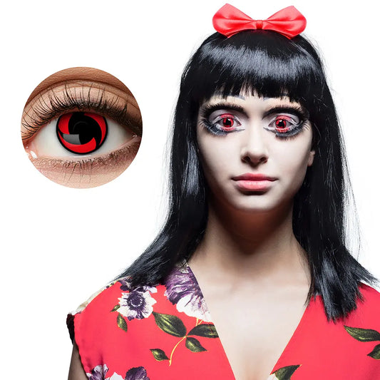 Lentilles Mangekyou - Rouges motif noir - 1 semaine