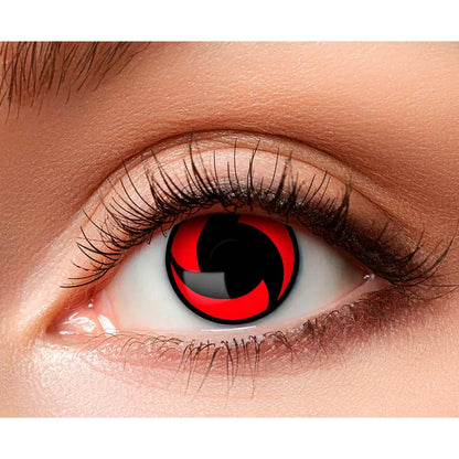 Lentilles Mangekyou - Rouges motif noir - 1 semaine