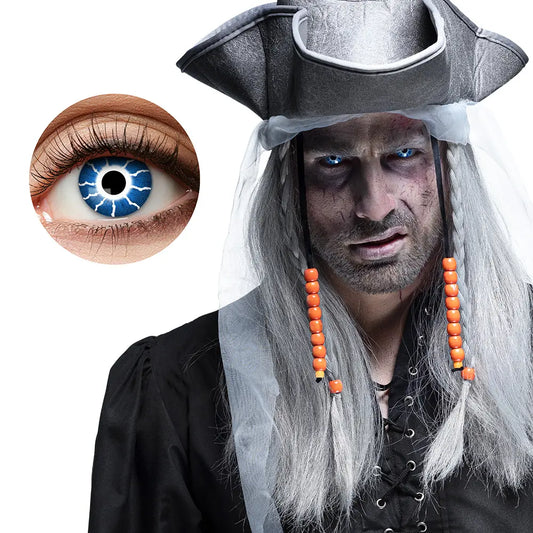 Lentilles Foudre (Yeux de Pirate Spectral) - Bleu électrique et noir - 1 semaine