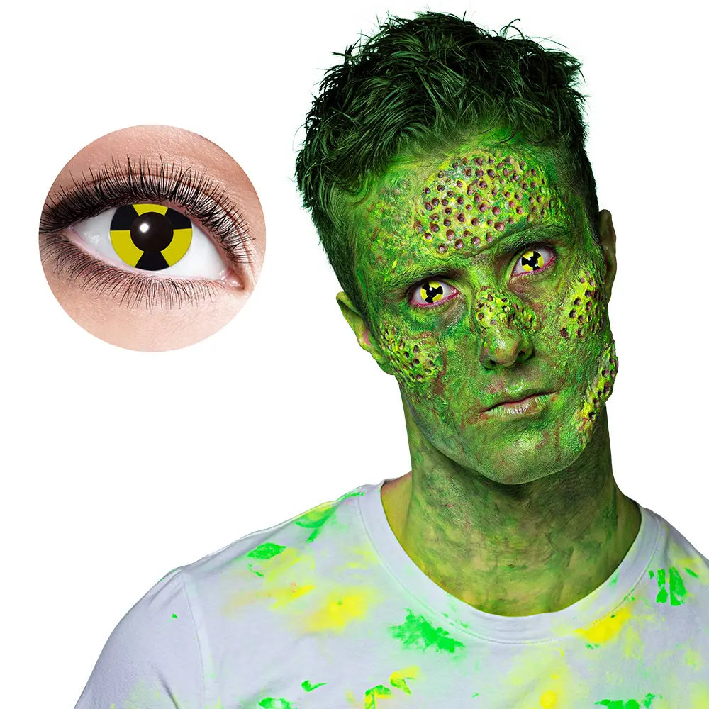 Lentilles Radioactive - Jaune & noir motif toxique - 1 semaine