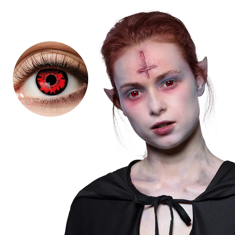 Lentilles Bloodsucker - Rouges motif spirale noire - 1 semaine