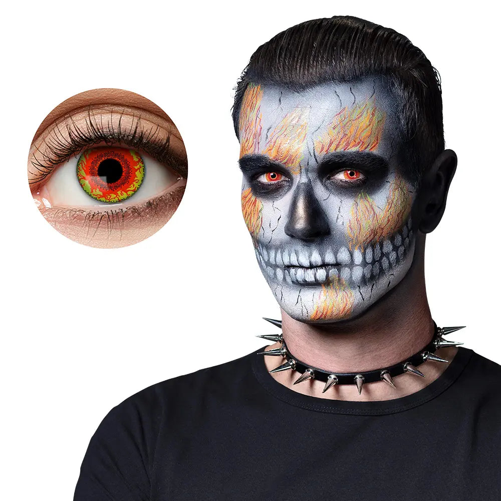 Lentilles Hell Biker - Rouge flamboyant effet enflammé - 1 semaine