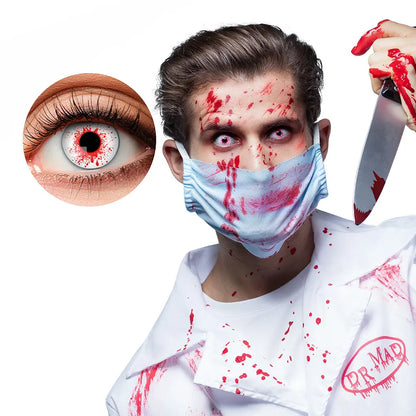 Lentilles Dr. Killer - Blanches éclaboussées rouge - 1 semaine