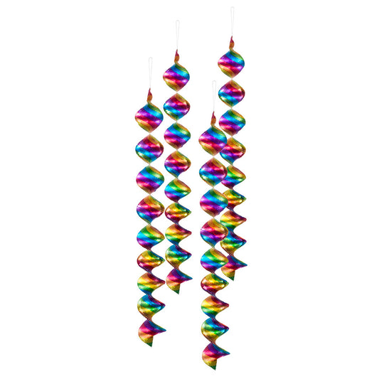 Set 4 Guirlandes suspendues spirales décoratives multicolores (7,5 x 60 cm)