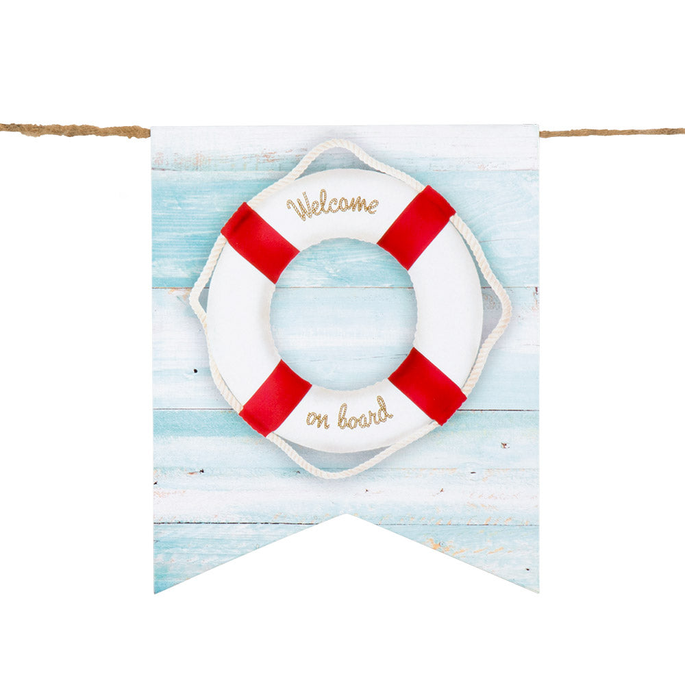 Guirlande de fanions carton Navy 'Welcome on board'