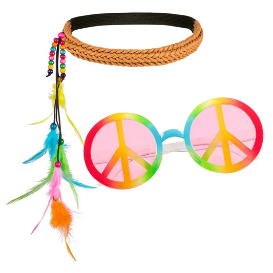 Set Hippie Bohemian - x1 bandeau, x1 paire de lunettes