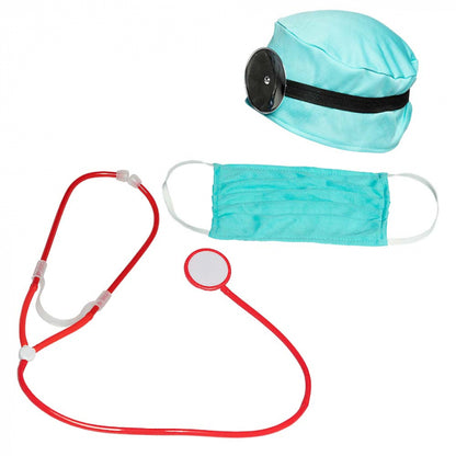 Set Docteur (bonnet, bandeau avec réflecteur frontal, masque facial et stéthoscope)