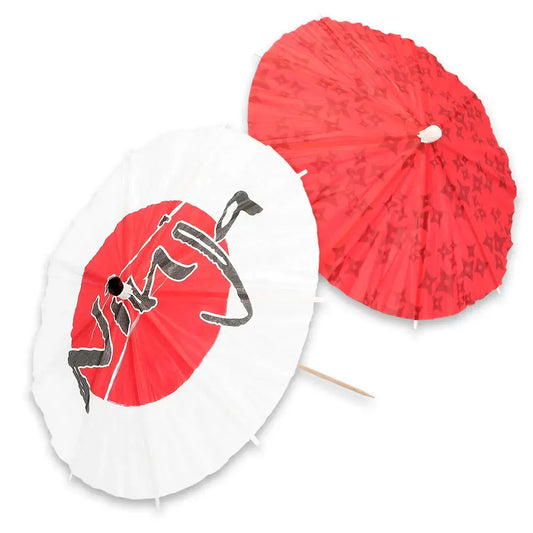 6 Mini Parasols Cocktail 'Ninja' - 2 modèles assortis - Ø 18 cm
