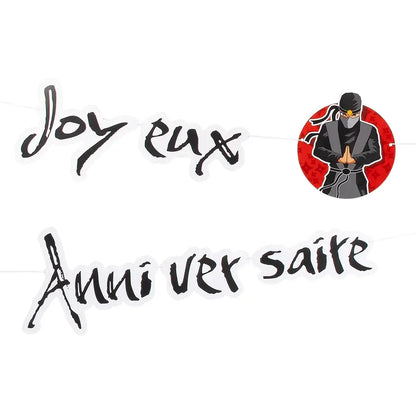 Guirlande de lettre en carton Ninja 'Joyeux Anniversaire' (150 cm)