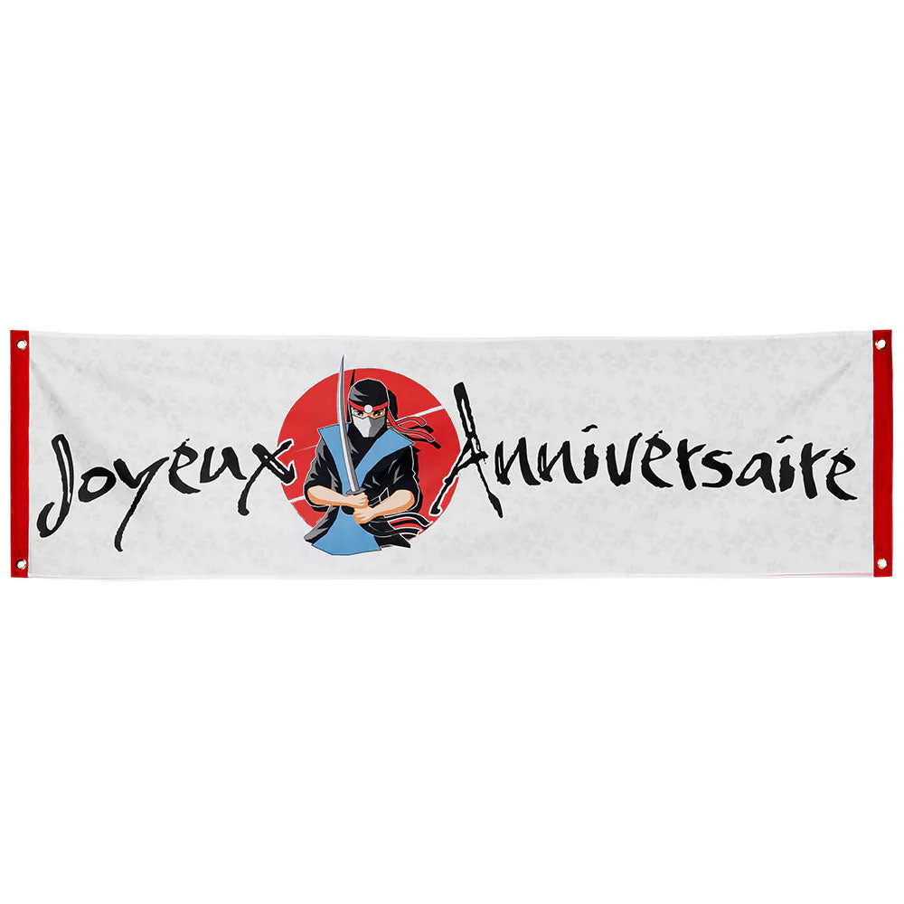 Bannière en polyester Ninja 'Joyeux Anniversaire' (50x180 cm)