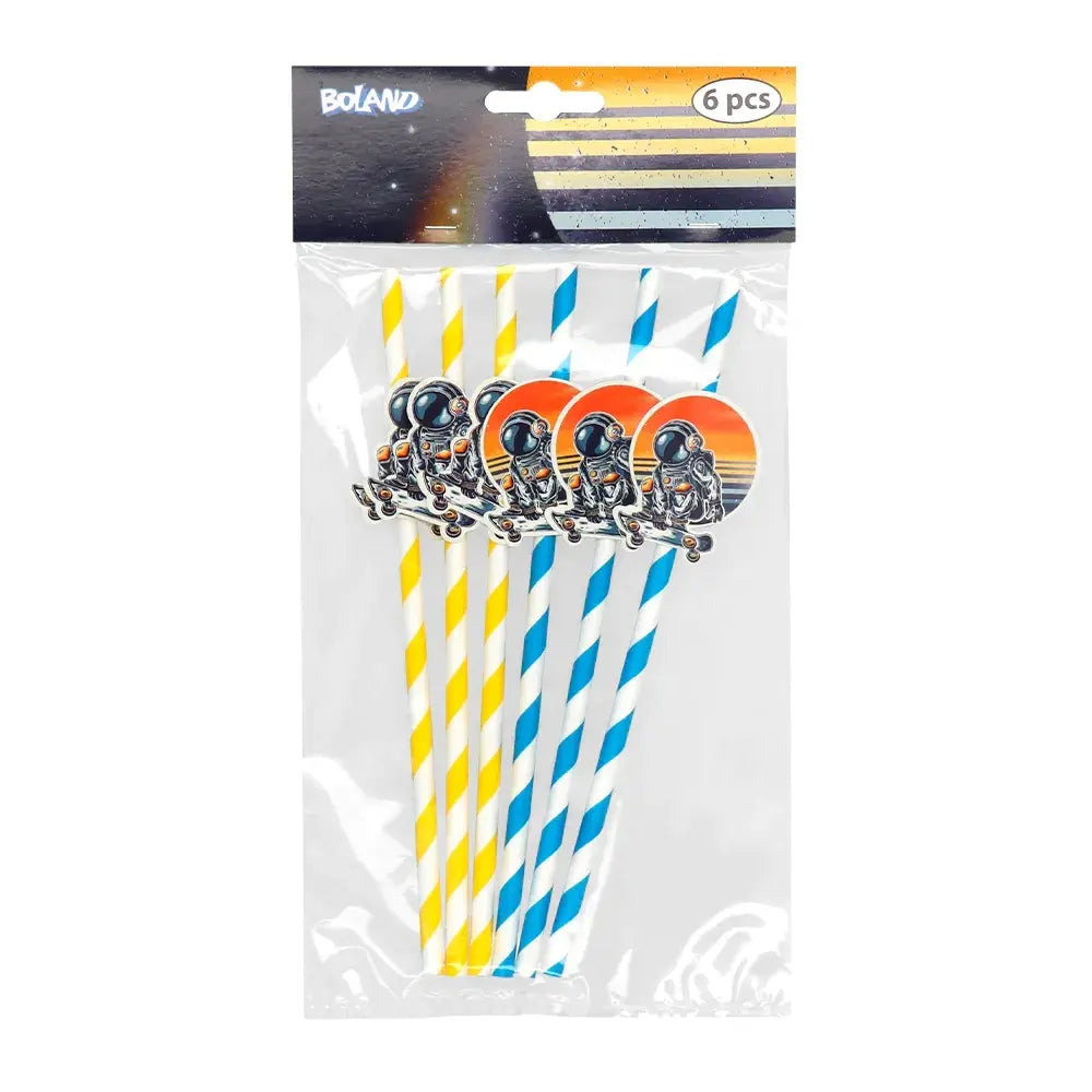6 Pailles en Papier 20cm - Espace