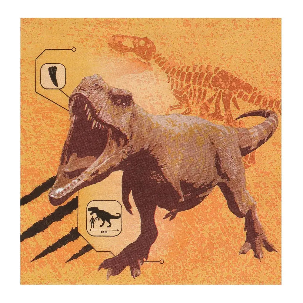 20 Serviettes en Papier 33x33cm - T-Rex