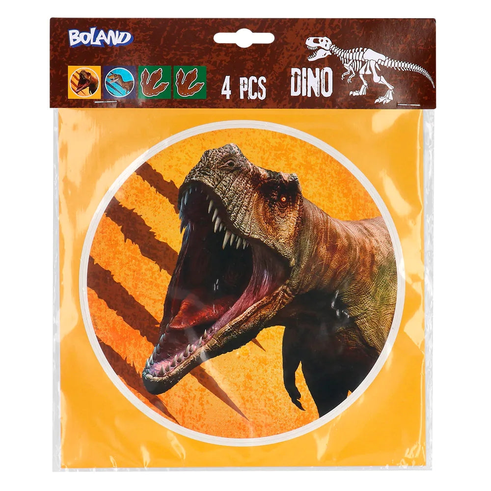 Set 4 feuilles d'autocollants T-Rex (20 x 20 cm)